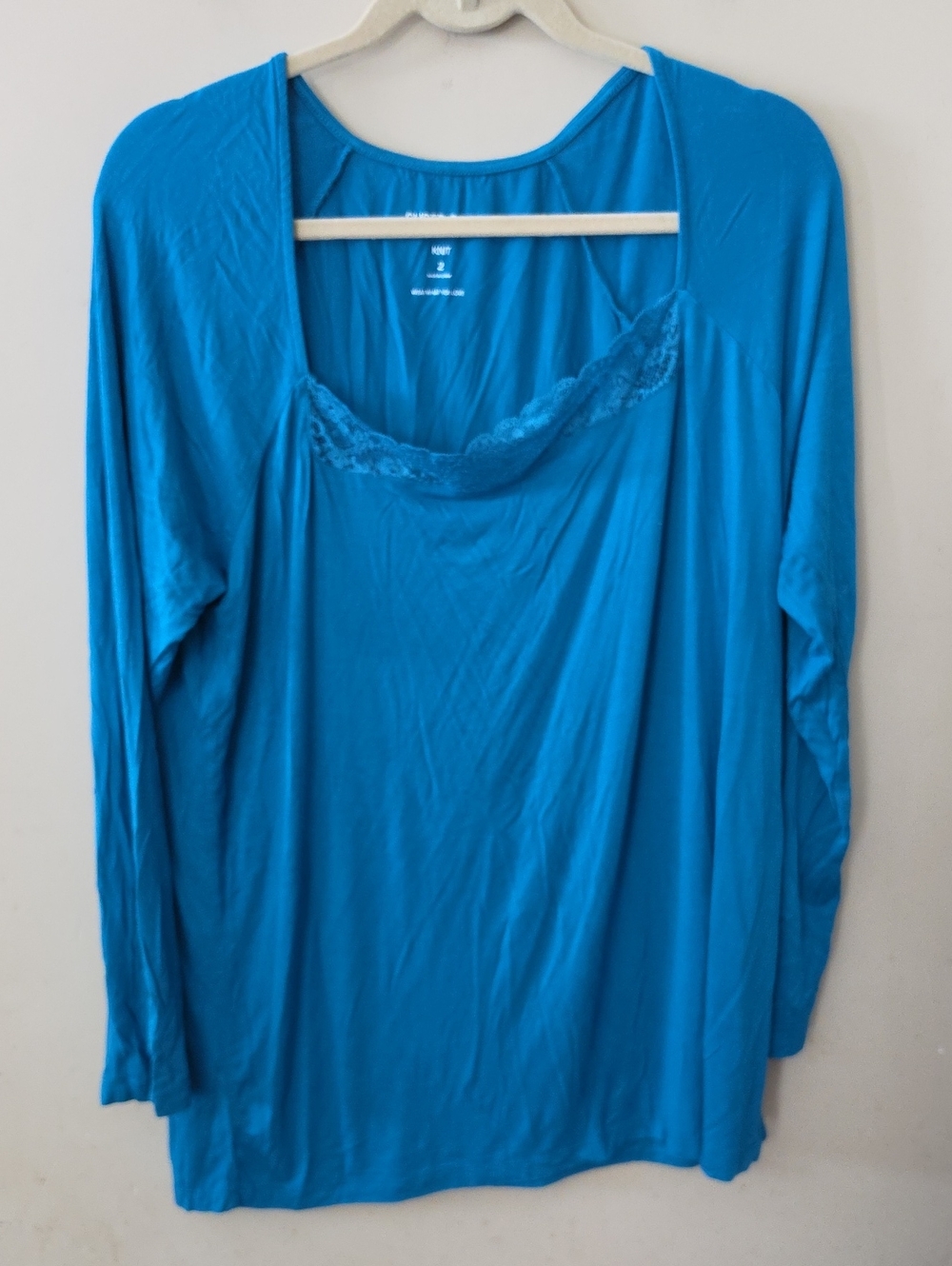 torrid Bright Blue Lace-Trim Long Sleeve Top